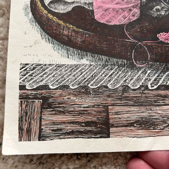 Vintage Bicknell Framed Decorative Signed Limited Run Print Crochet 17/200 - Picture 13 of 13